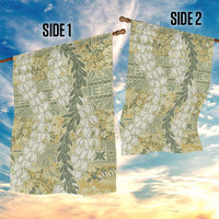 Vintage Puakenikeni and Maile Lei Garden Flag Hawaiian Style Tribal Tapa Double Strand Lei