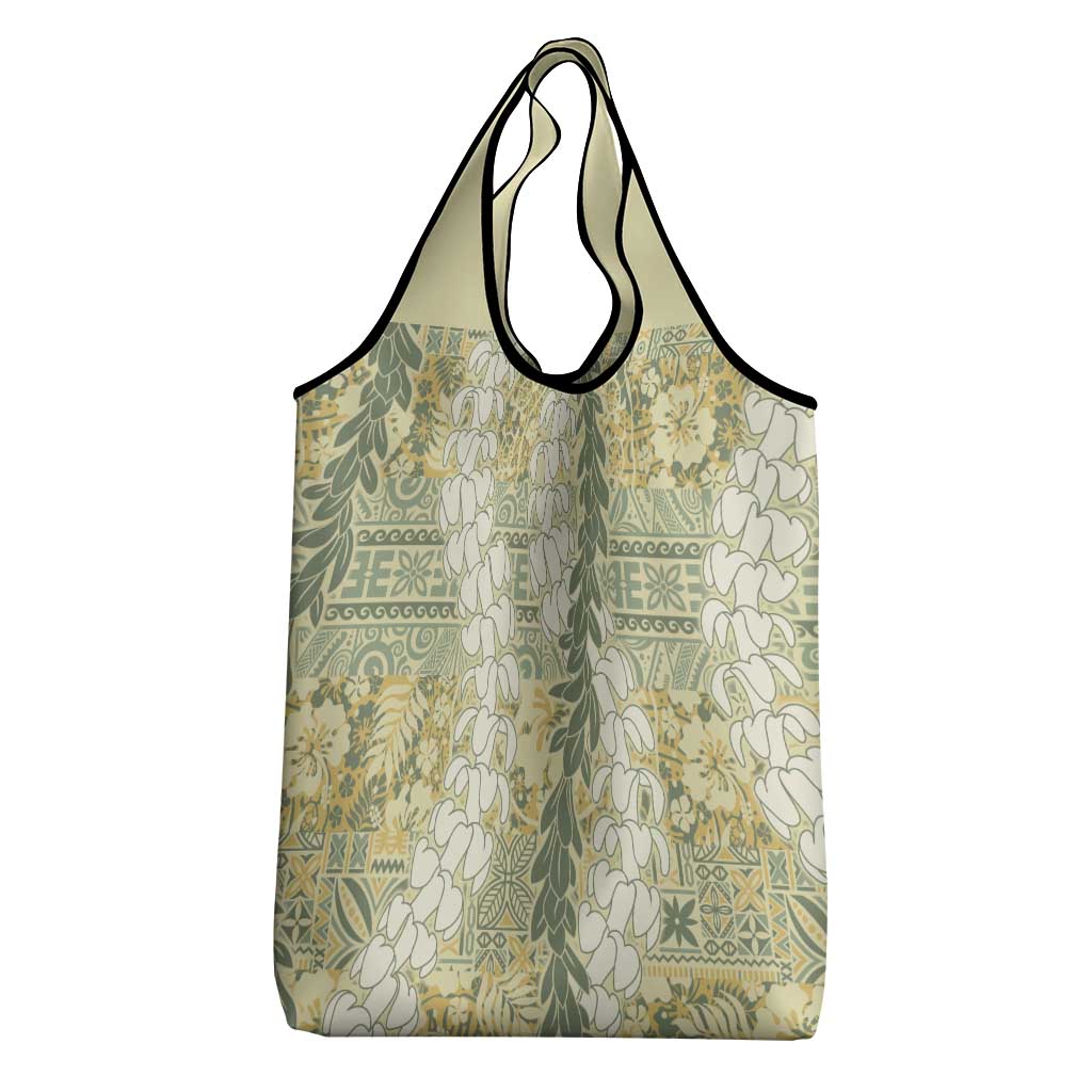 Vintage Puakenikeni and Maile Lei Grocery Bag Hawaiian Style Tribal Tapa Double Strand Lei
