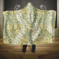 Vintage Puakenikeni and Maile Lei Hooded Blanket Hawaiian Style Tribal Tapa Double Strand Lei