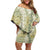 Vintage Puakenikeni and Maile Lei Off Shoulder Short Dress Hawaiian Style Tribal Tapa Double Strand Lei
