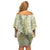 Vintage Puakenikeni and Maile Lei Off Shoulder Short Dress Hawaiian Style Tribal Tapa Double Strand Lei