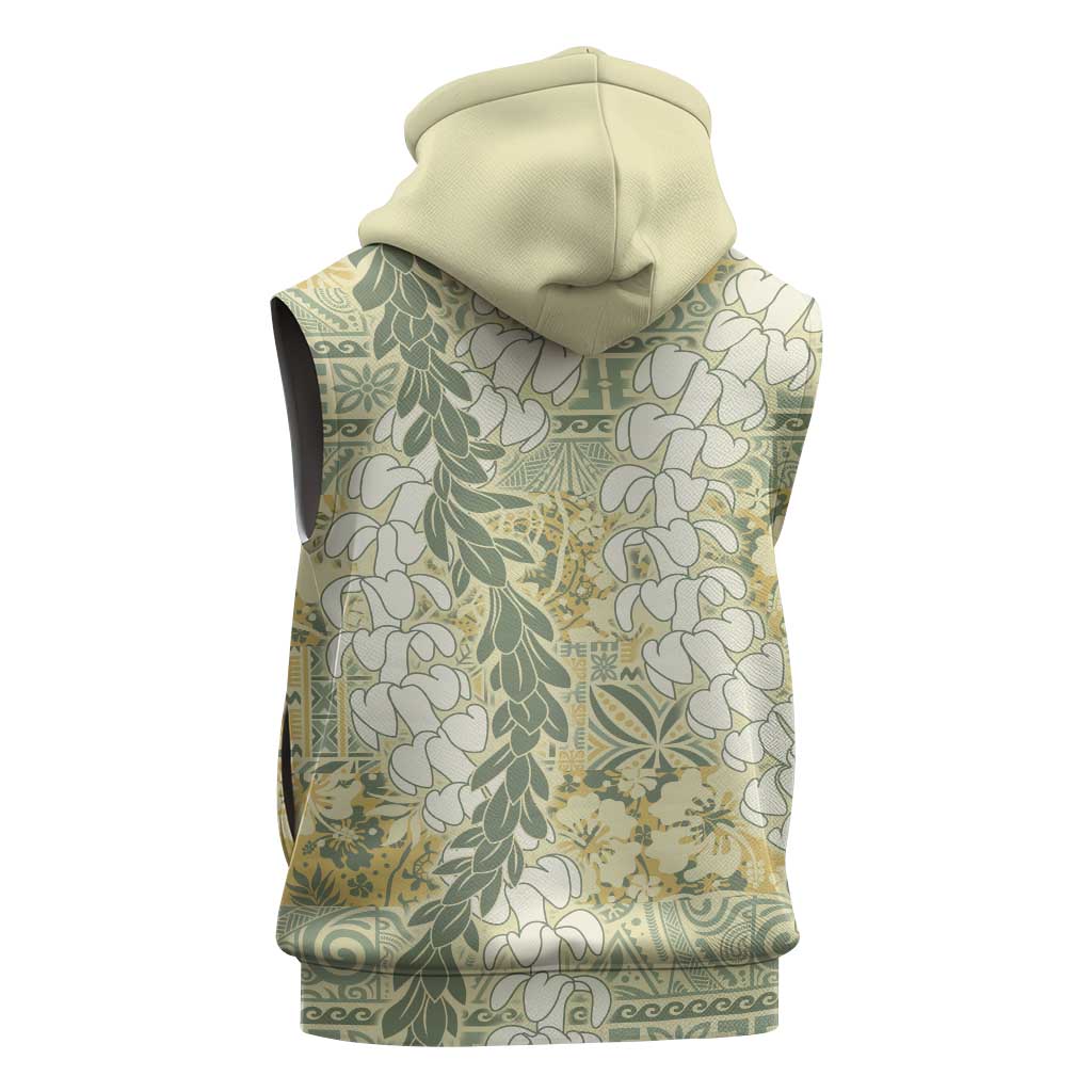 Vintage Puakenikeni and Maile Lei Sleeveless Hoodie Hawaiian Style Tribal Tapa Double Strand Lei LT9 - Polynesian Pride