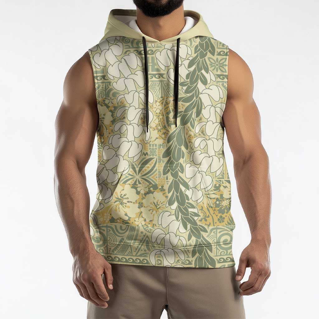 Vintage Puakenikeni and Maile Lei Sleeveless Hoodie Hawaiian Style Tribal Tapa Double Strand Lei LT9 - Polynesian Pride