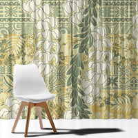 Vintage Puakenikeni and Maile Lei Window Curtain Hawaiian Style Tribal Tapa Double Strand Lei