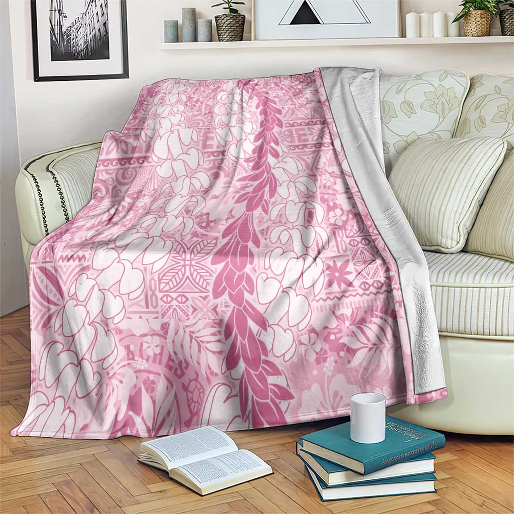 Pink Puakenikeni and Maile Lei Blanket Hawaiian Style Tribal Tapa Double Strand Lei