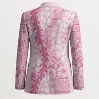 Pink Puakenikeni and Maile Lei Blazer Hawaiian Style Tribal Tapa Double Strand Lei - Polynesian Pride