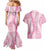 Pink Puakenikeni and Maile Lei Couples Matching Mermaid Dress and Hawaiian Shirt Hawaiian Style Tribal Tapa Double Strand Lei