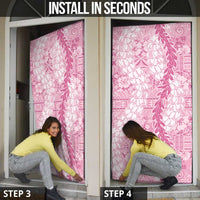 Pink Puakenikeni and Maile Lei Door Cover Hawaiian Style Tribal Tapa Double Strand Lei - Polynesian Pride