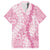 Pink Puakenikeni and Maile Lei Family Matching Long Sleeve Bodycon Dress and Hawaiian Shirt Hawaiian Style Tribal Tapa Double Strand Lei