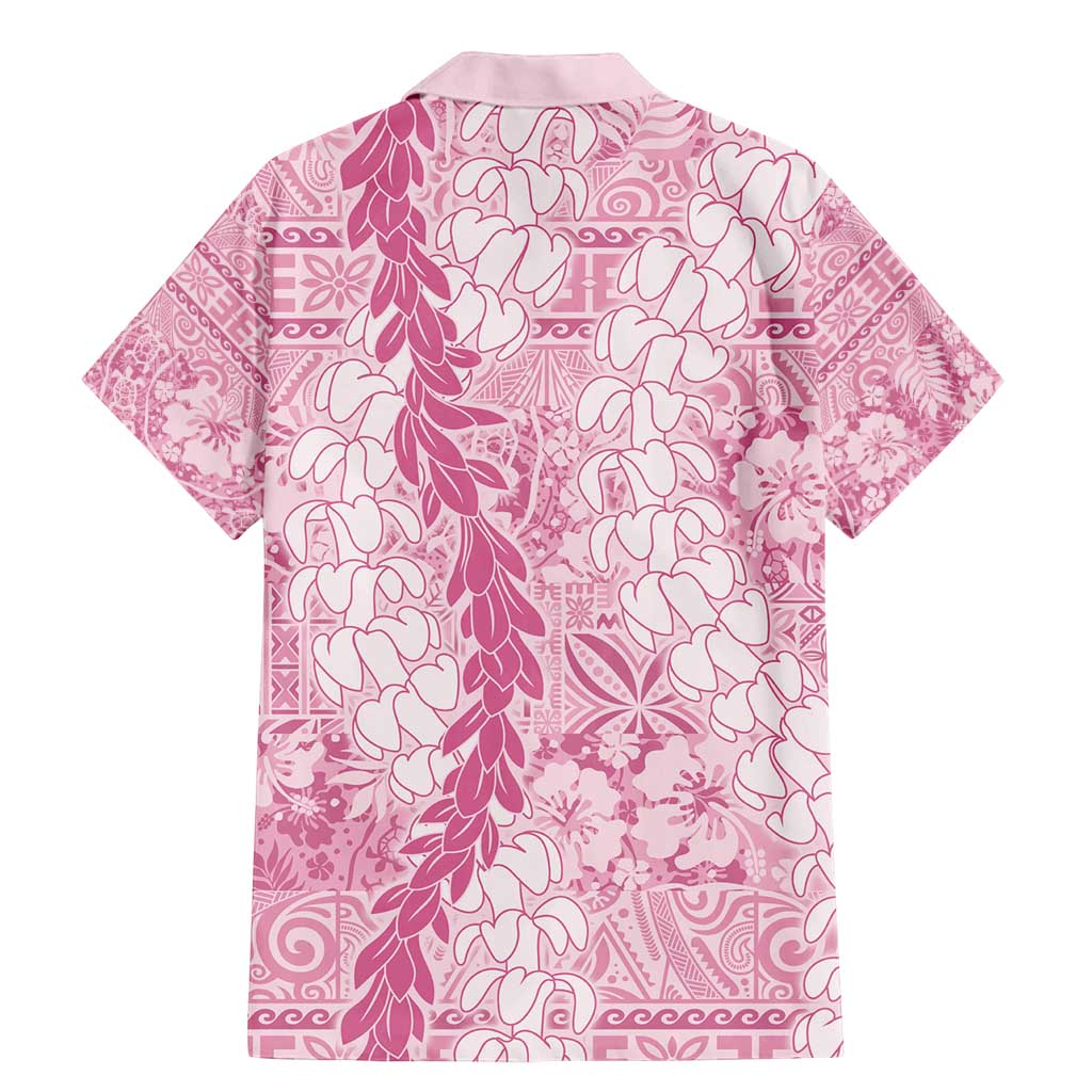 Pink Puakenikeni and Maile Lei Family Matching Mermaid Dress and Hawaiian Shirt Hawaiian Style Tribal Tapa Double Strand Lei LT9 - Polynesian Pride