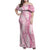 Pink Puakenikeni and Maile Lei Family Matching Off Shoulder Maxi Dress and Hawaiian Shirt Hawaiian Style Tribal Tapa Double Strand Lei