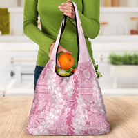 Pink Puakenikeni and Maile Lei Grocery Bag Hawaiian Style Tribal Tapa Double Strand Lei