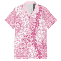 Pink Puakenikeni and Maile Lei Hawaiian Shirt Hawaiian Style Tribal Tapa Double Strand Lei