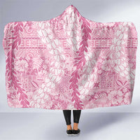 Pink Puakenikeni and Maile Lei Hooded Blanket Hawaiian Style Tribal Tapa Double Strand Lei