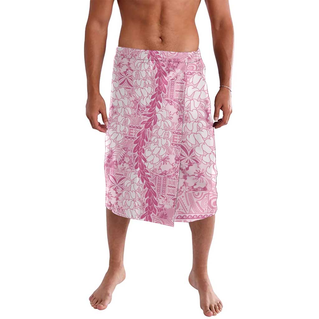 Pink Puakenikeni and Maile Lei Lavalava Hawaiian Style Tribal Tapa Double Strand Lei