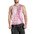 Pink Puakenikeni and Maile Lei Men Tank Top Hawaiian Style Tribal Tapa Double Strand Lei