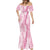 Pink Puakenikeni and Maile Lei Mermaid Dress Hawaiian Style Tribal Tapa Double Strand Lei