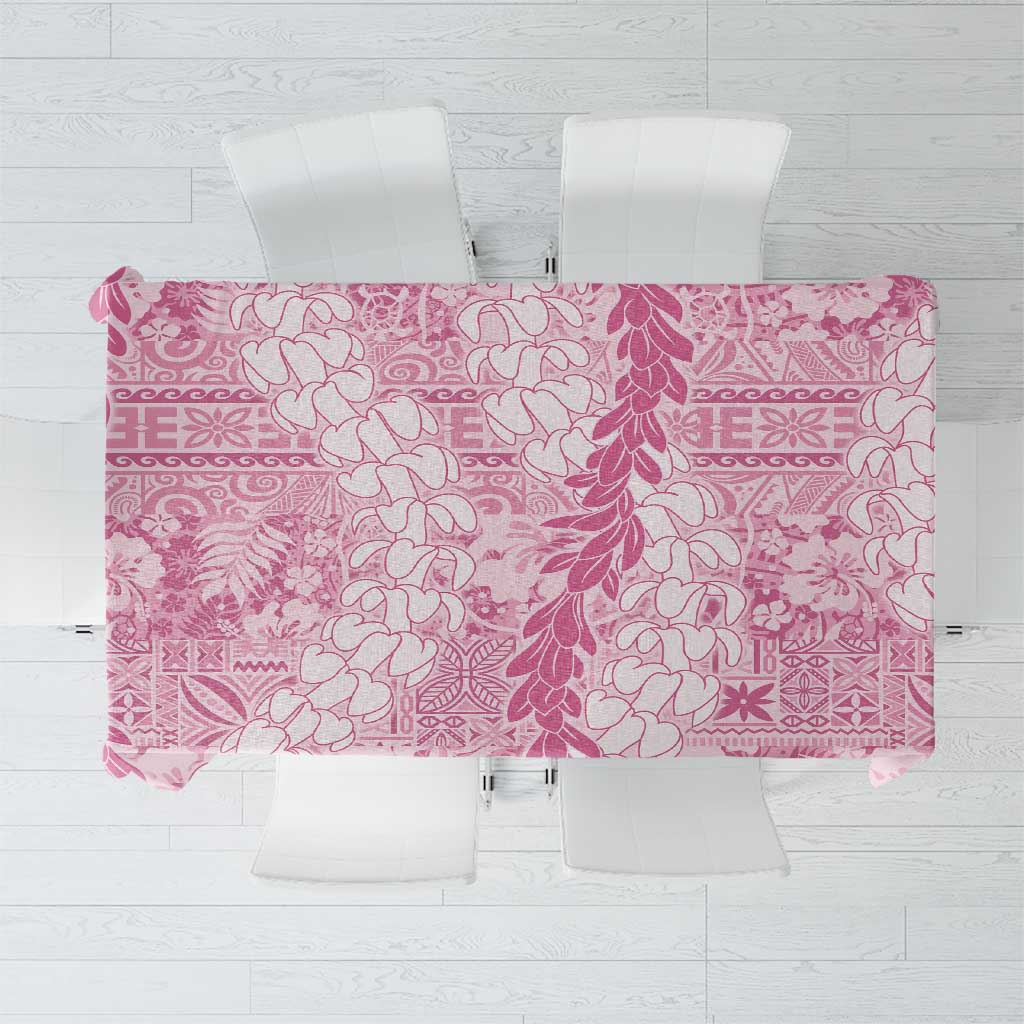 Pink Puakenikeni and Maile Lei Tablecloth Hawaiian Style Tribal Tapa Double Strand Lei