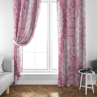 Pink Puakenikeni and Maile Lei Window Curtain Hawaiian Style Tribal Tapa Double Strand Lei