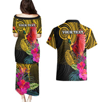 Personalised Papua New Guinea Rugby Couples Matching Puletasi Dress and Hawaiian Shirt PNG Kumuls Champions Pacific Bowl LT9 - Polynesian Pride