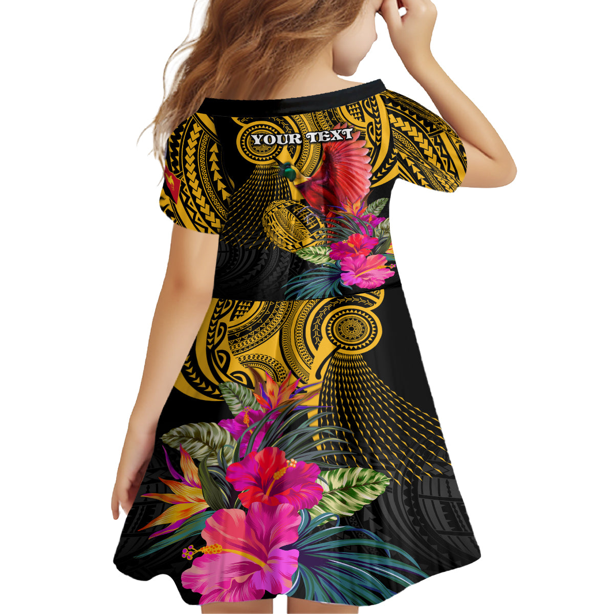 Personalised Papua New Guinea Rugby Family Matching Off Shoulder Long Sleeve Dress and Hawaiian Shirt PNG Kumuls Champions Pacific Bowl LT9 - Polynesian Pride