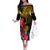 Personalised Papua New Guinea Rugby Family Matching Off Shoulder Long Sleeve Dress and Hawaiian Shirt PNG Kumuls Champions Pacific Bowl LT9 Mom's Dress Gold - Polynesian Pride