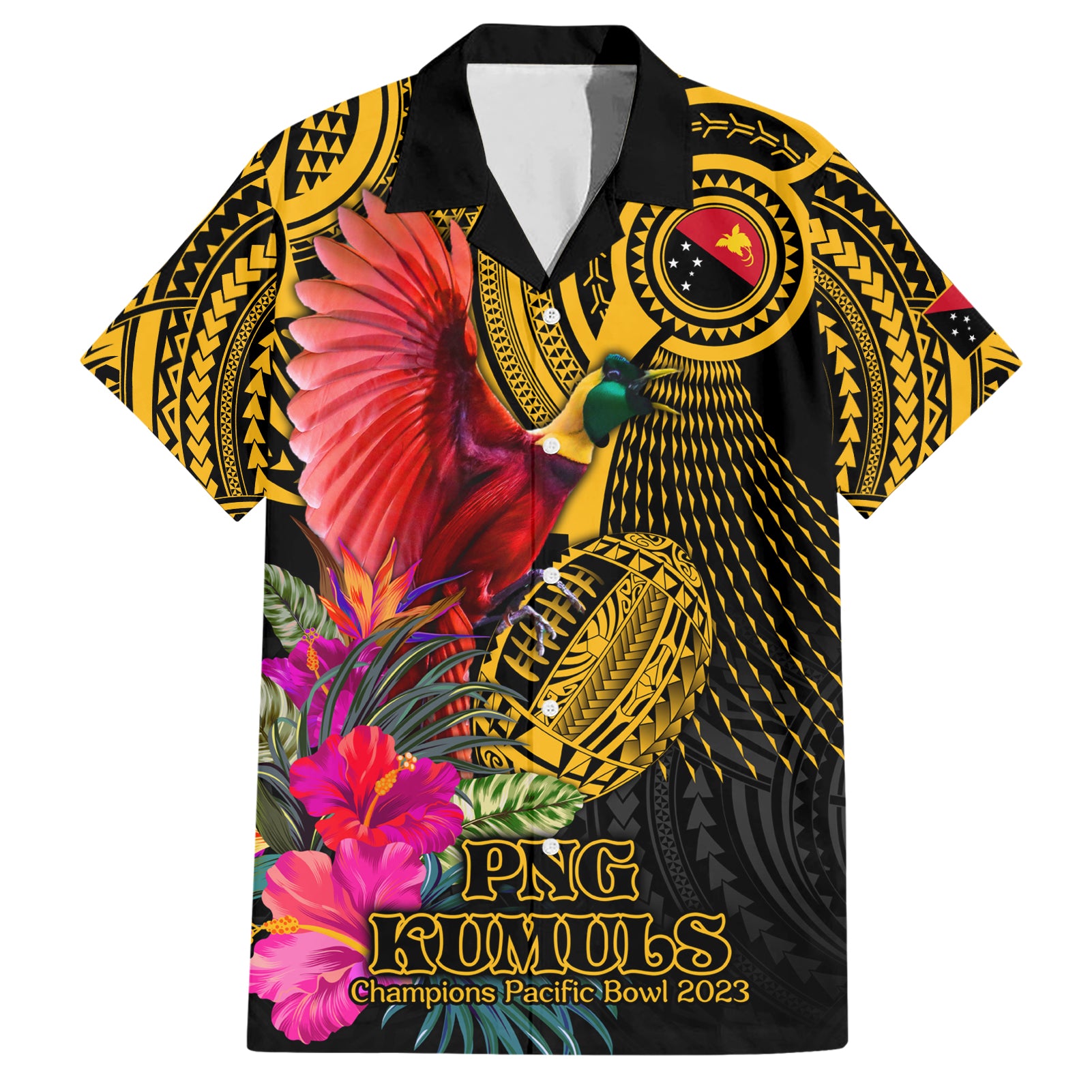 Personalised Papua New Guinea Rugby Hawaiian Shirt PNG Kumuls Champions Pacific Bowl LT9 Gold - Polynesian Pride