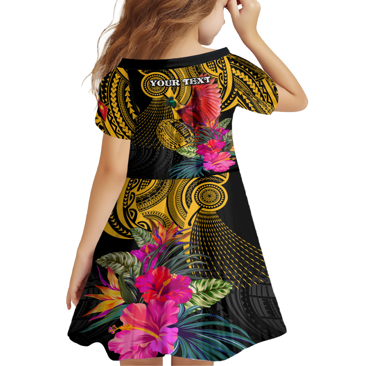 Personalised Papua New Guinea Rugby Kid Short Sleeve Dress PNG Kumuls Champions Pacific Bowl LT9 - Polynesian Pride