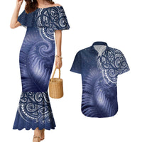 New Zealand Galaxy Fern Couples Matching Mermaid Dress and Hawaiian Shirt LT9 Galaxy - Polynesian Pride