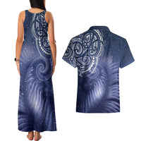 New Zealand Galaxy Fern Couples Matching Tank Maxi Dress and Hawaiian Shirt LT9 - Polynesian Pride