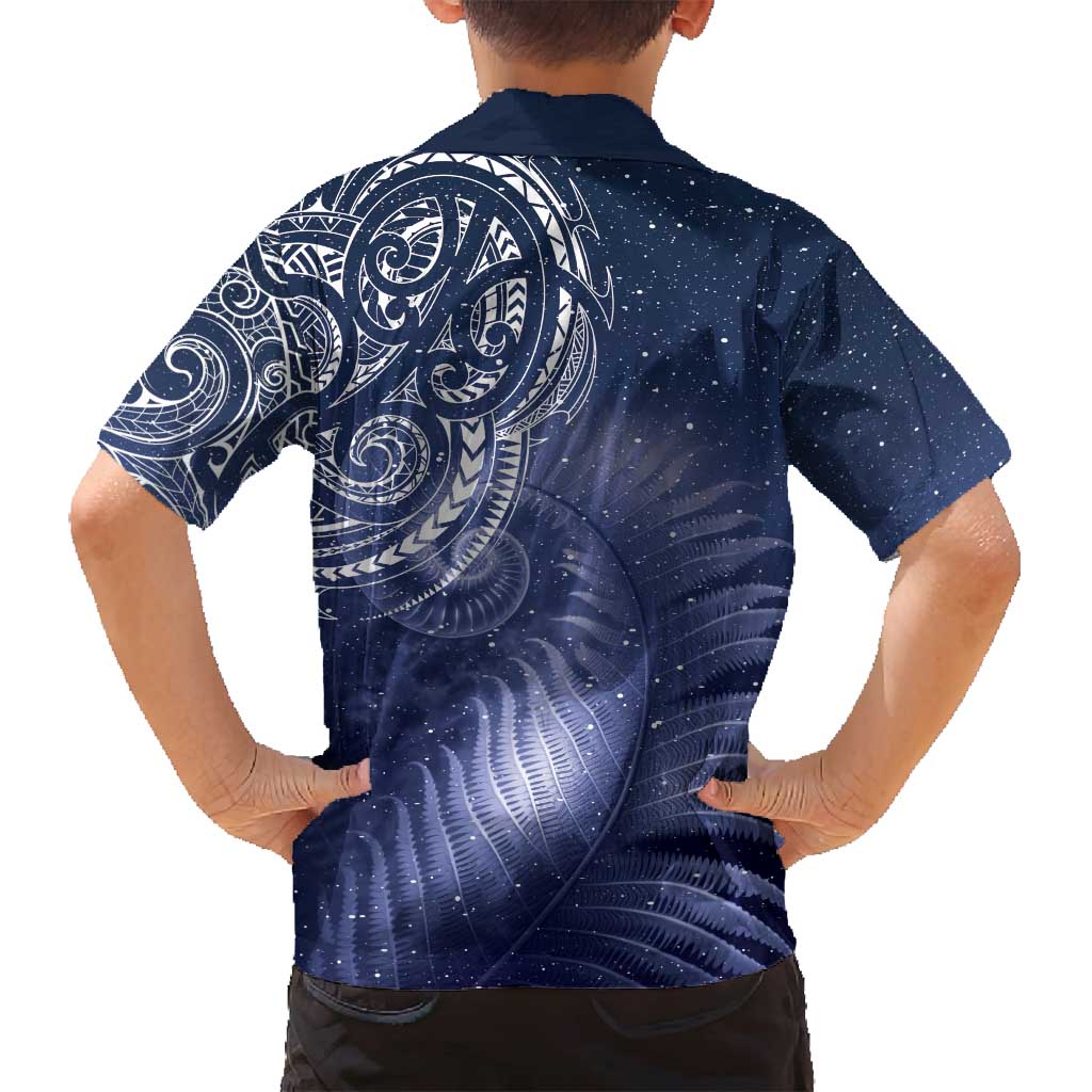New Zealand Galaxy Fern Family Matching Long Sleeve Bodycon Dress and Hawaiian Shirt LT9 - Polynesian Pride