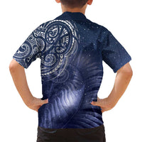 New Zealand Galaxy Fern Family Matching Long Sleeve Bodycon Dress and Hawaiian Shirt LT9 - Polynesian Pride