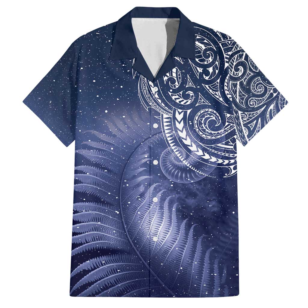 New Zealand Galaxy Fern Family Matching Long Sleeve Bodycon Dress and Hawaiian Shirt LT9 Dad's Shirt - Short Sleeve Galaxy - Polynesian Pride
