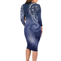 New Zealand Galaxy Fern Family Matching Long Sleeve Bodycon Dress and Hawaiian Shirt LT9 - Polynesian Pride