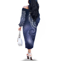 New Zealand Galaxy Fern Family Matching Off The Shoulder Long Sleeve Dress and Hawaiian Shirt LT9 - Polynesian Pride