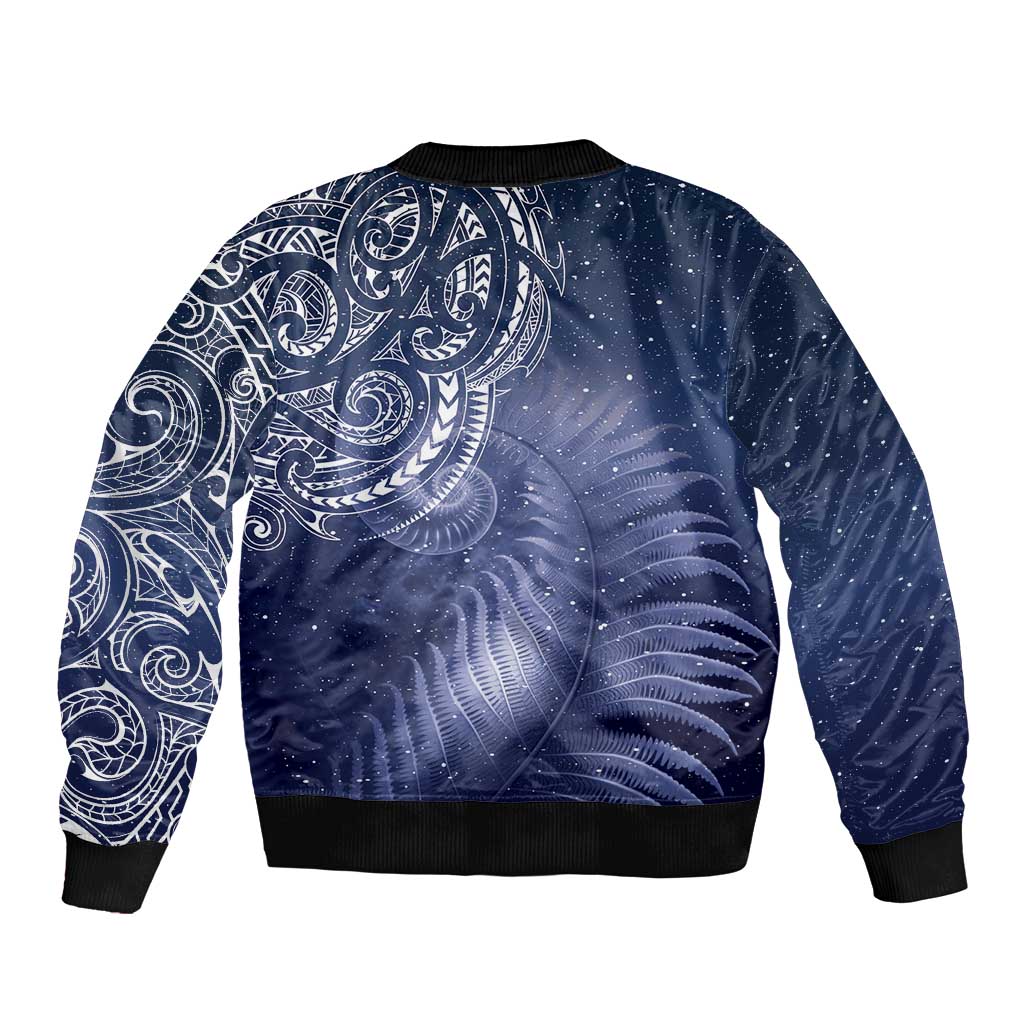 New Zealand Galaxy Fern Sleeve Zip Bomber Jacket LT9 - Polynesian Pride