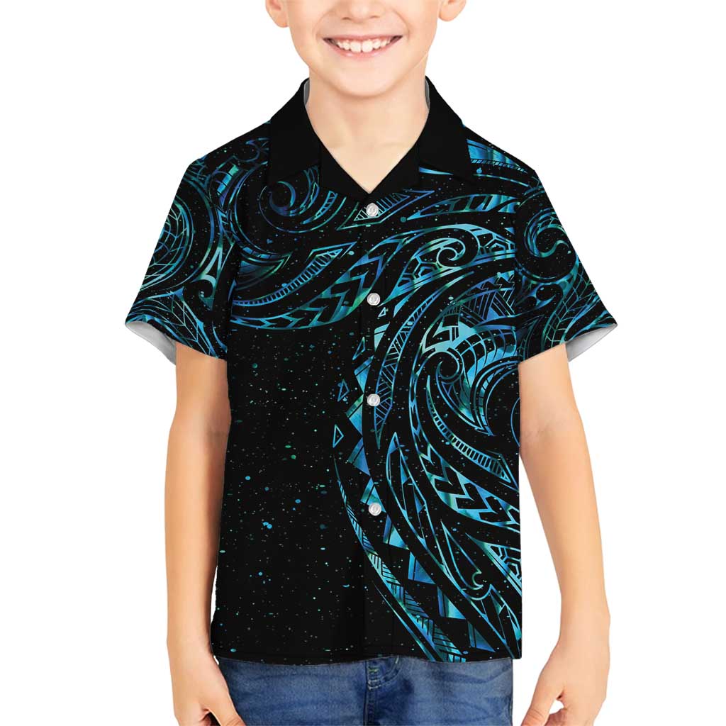 New Zealand Tribal Tattoo Family Matching Long Sleeve Bodycon Dress and Hawaiian Shirt With Matariki Art