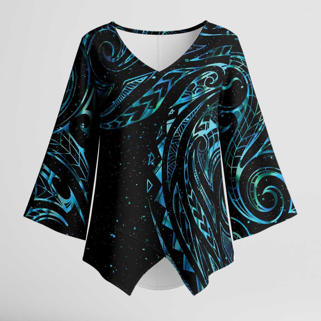 New Zealand Matariki Kimono Sleeve Blouse Galaxy Maori Tribal Tattoo - Polynesian Pride