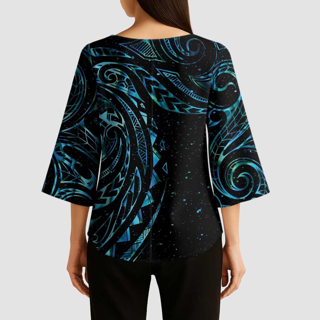 New Zealand Matariki Kimono Sleeve Blouse Galaxy Maori Tribal Tattoo - Polynesian Pride