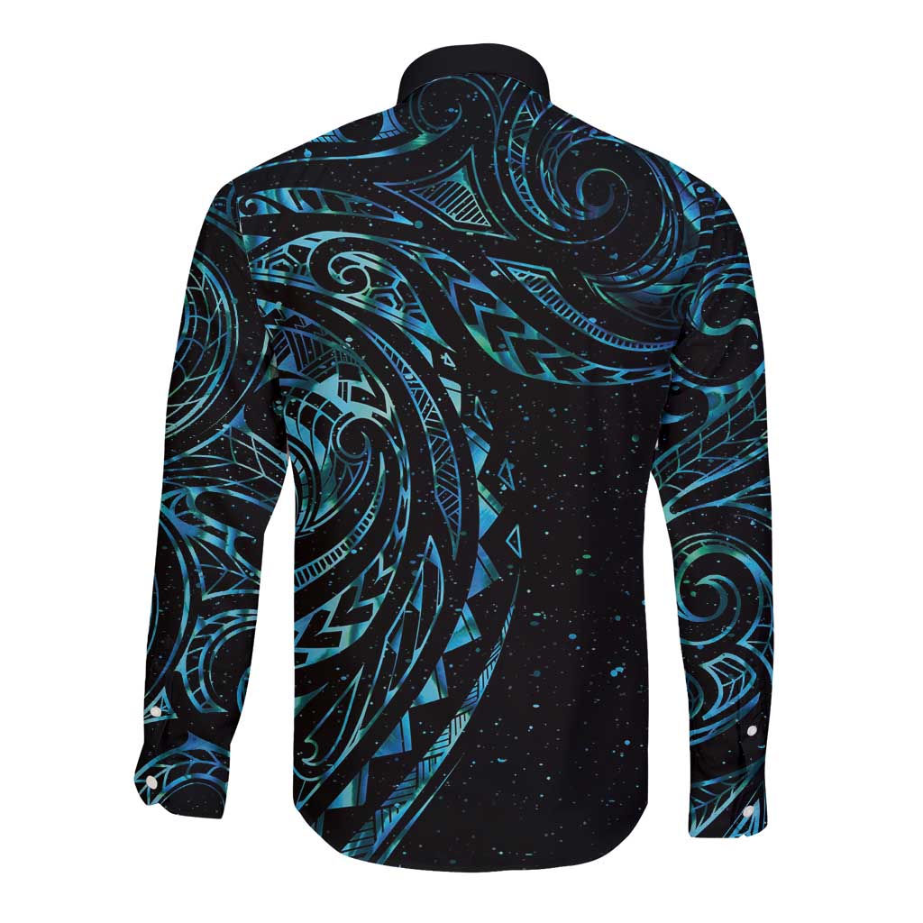 New Zealand Tribal Tattoo Long Sleeve Button Shirt With Matariki Art