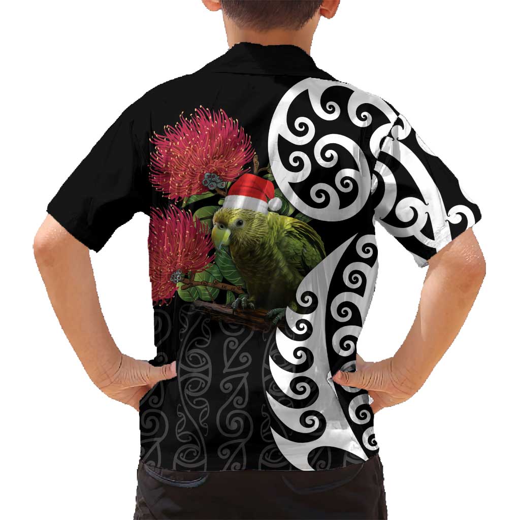 New Zealand Kakapo Christmas Family Matching Long Sleeve Bodycon Dress and Hawaiian Shirt Meri Kirihimete Pohutukawa Flowers LT9 - Polynesian Pride