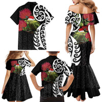 New Zealand Kakapo Christmas Family Matching Mermaid Dress and Hawaiian Shirt Meri Kirihimete Pohutukawa Flowers LT9 - Polynesian Pride