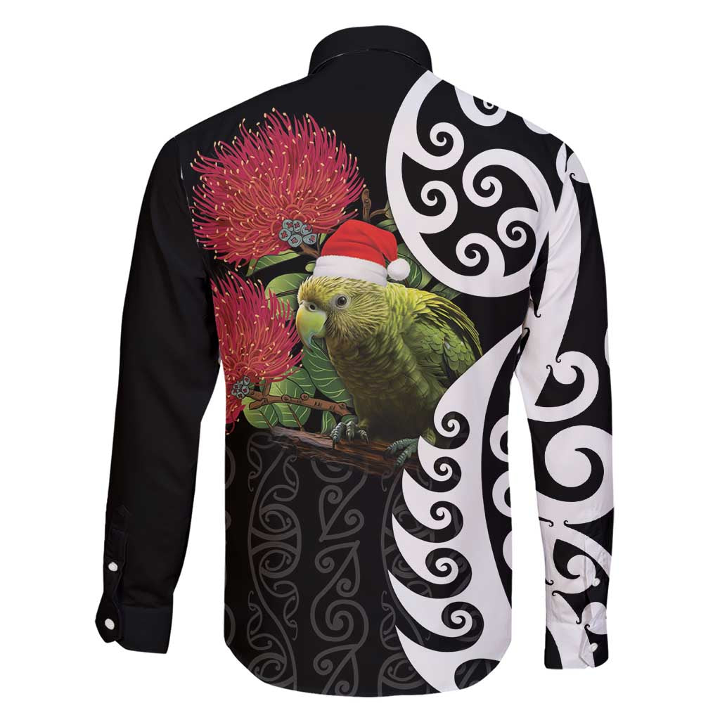 New Zealand Kakapo Christmas Family Matching Short Sleeve Bodycon Dress and Hawaiian Shirt Meri Kirihimete Pohutukawa Flowers LT9 - Polynesian Pride