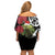 New Zealand Kakapo Christmas Off Shoulder Short Dress Meri Kirihimete Pohutukawa Flowers