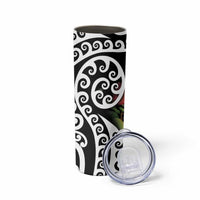 New Zealand Kakapo Christmas Skinny Tumbler Meri Kirihimete Pohutukawa Flowers LT9 - Polynesian Pride