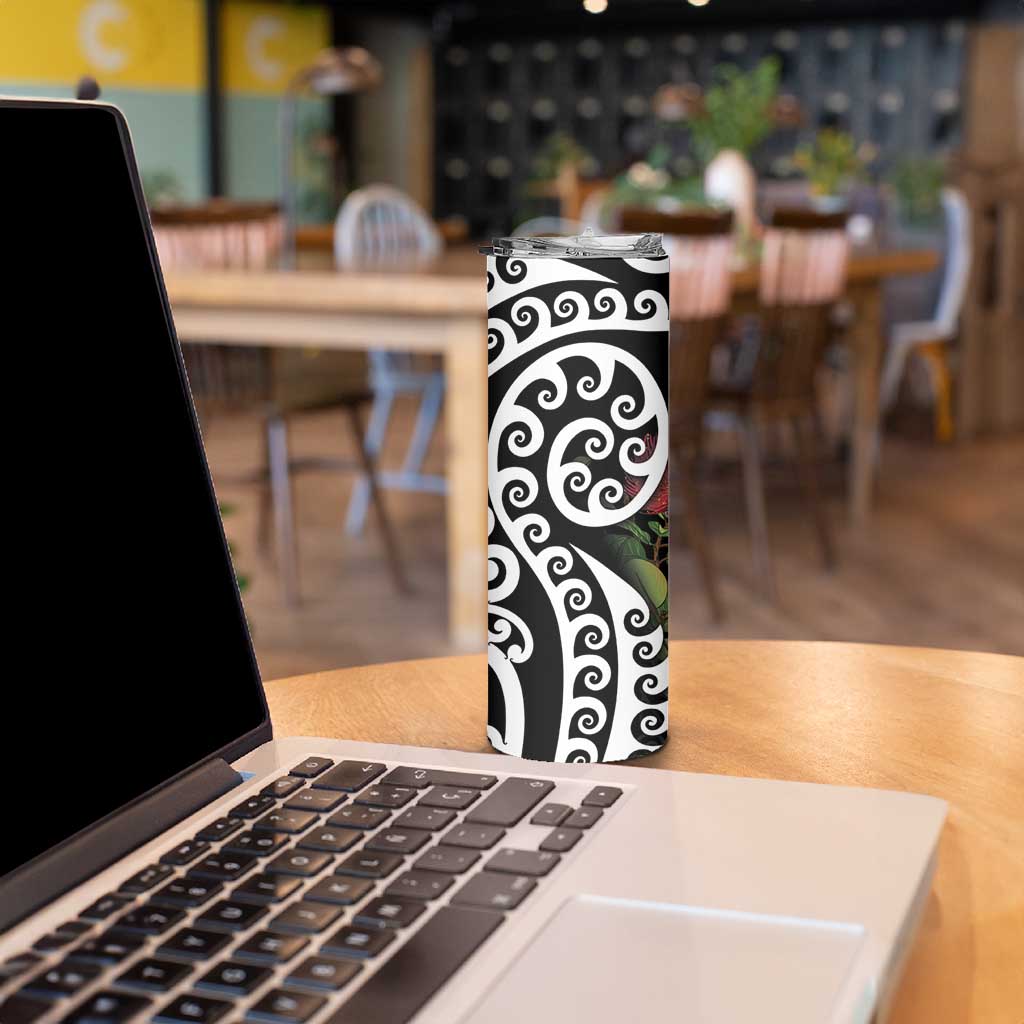 New Zealand Kakapo Christmas Skinny Tumbler Meri Kirihimete Pohutukawa Flowers LT9 - Polynesian Pride