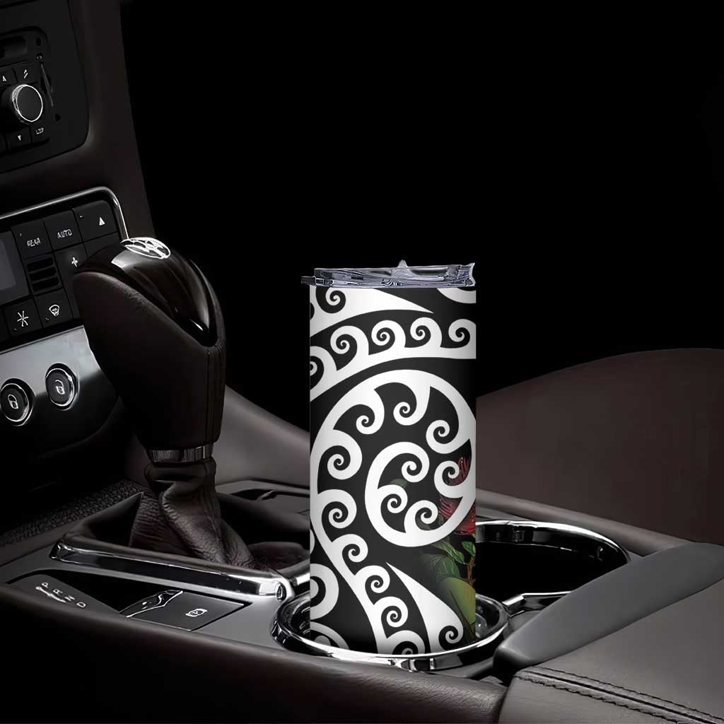 New Zealand Kakapo Christmas Skinny Tumbler Meri Kirihimete Pohutukawa Flowers LT9 - Polynesian Pride