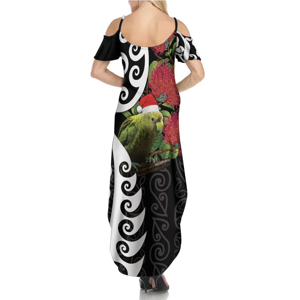 New Zealand Kakapo Christmas Summer Maxi Dress Meri Kirihimete Pohutukawa Flowers