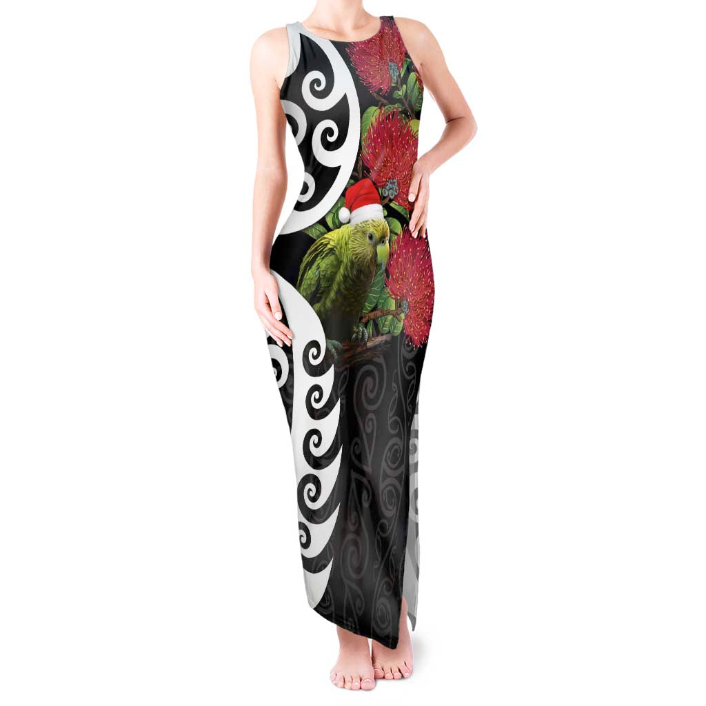 New Zealand Kakapo Christmas Tank Maxi Dress Meri Kirihimete Pohutukawa Flowers