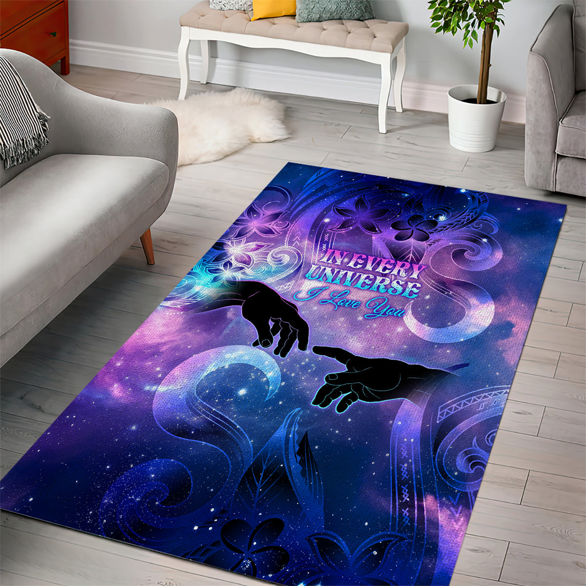I Love You In Every Universe Personalised Area Rug Polynesian Pattern Galaxy Style LT9 - Polynesian Pride